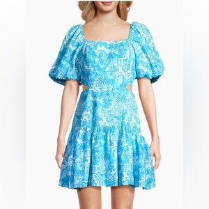 $248 Lilly Pulitzer Kylanne Amalfi Blue Sunny State Of Mind Mini Dress Sz 10